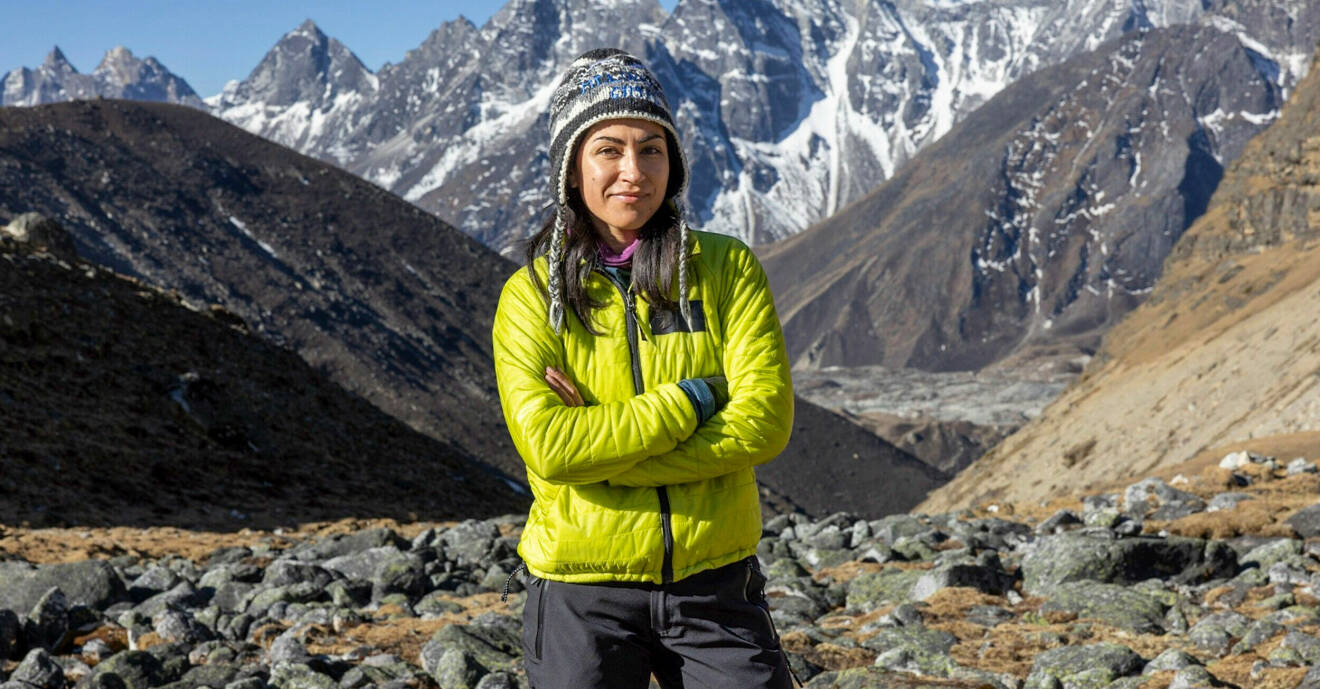 Nikki Amini på berget Lobuche Peak i tv-programmet Expeditionen.
