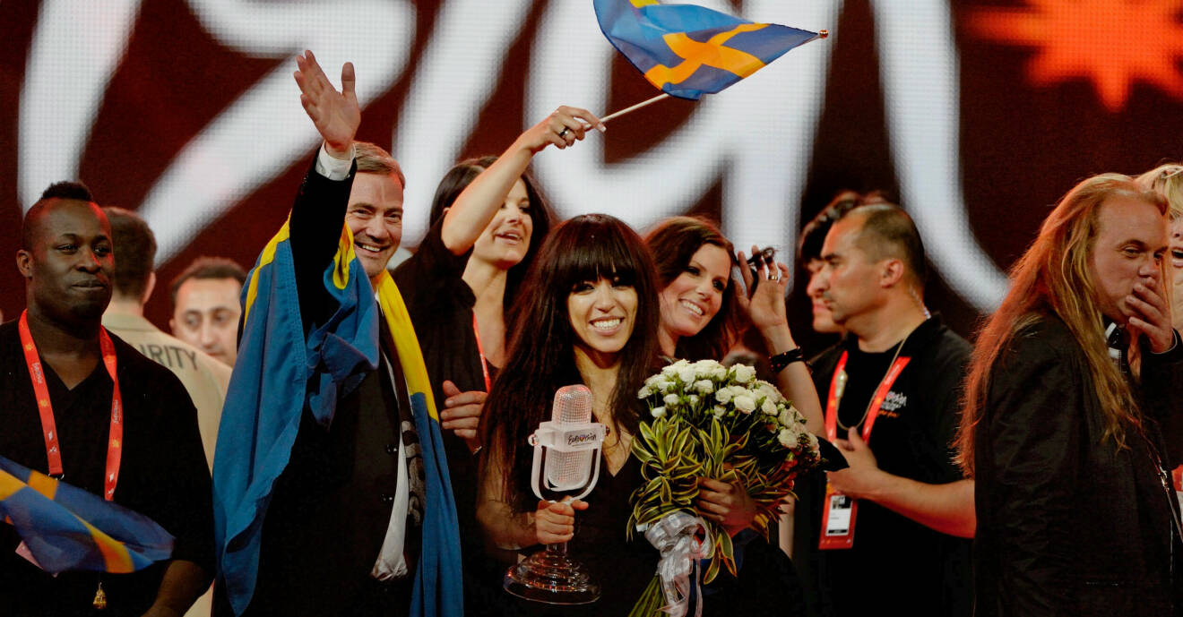 Loreen när hon vinner Eurovision song contest i Baku 2012.