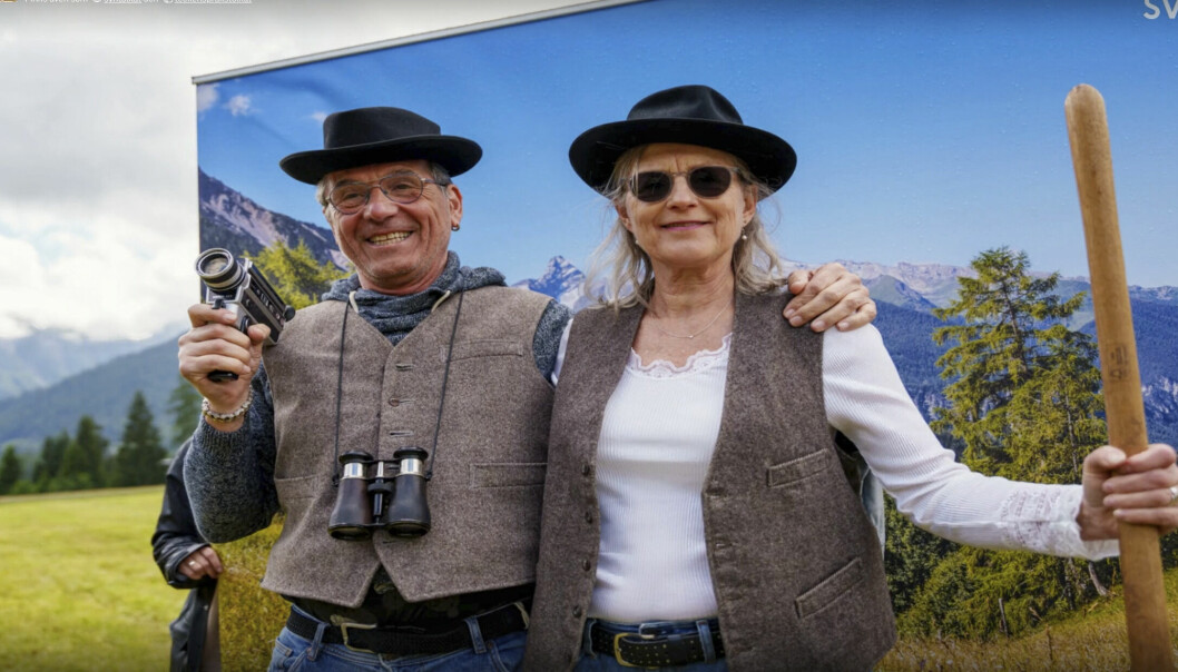 Tino och Otti under tv-inspelningen av Hotell Romantik.