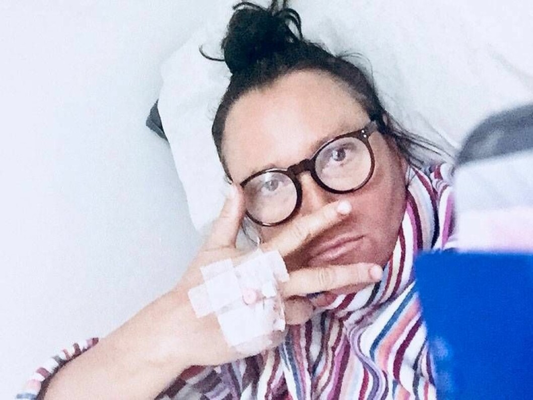 Anja Kontor på sjukhuset efter stroken