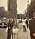 Ulla och Inger står bredvid varandra och lutar sig från var sin sida mot en stolpe med vägskyltar på en gata i London som de besökte under sin tågluff 1972