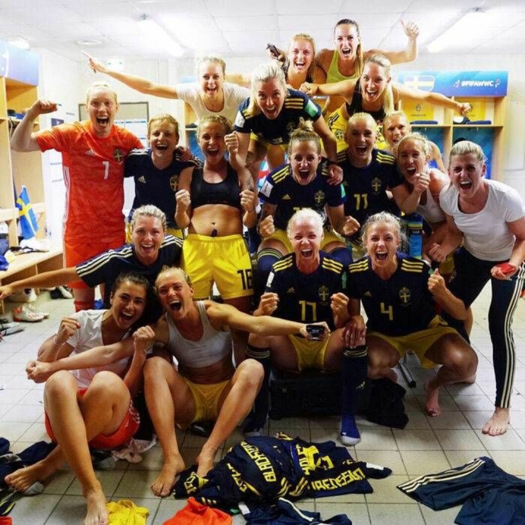 Svenska fotbollslandslagets Instagrambild efter segern mot Tyskland.