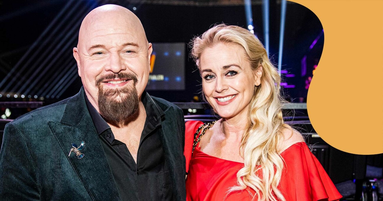 Anders Bagge tillsammans med hustrun Johanna i samband med Melodifestivalen 2022.
