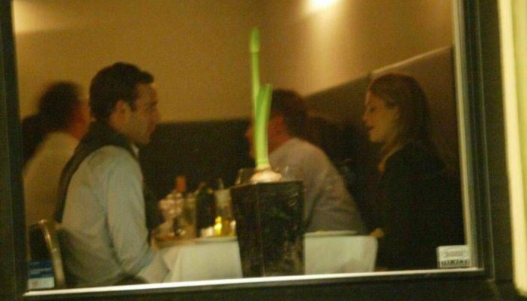Prinsessan Madeleine och Jonas på dejt på restaurang Tarantino, 2002. Jonas och Madeleine på dejt 2002.