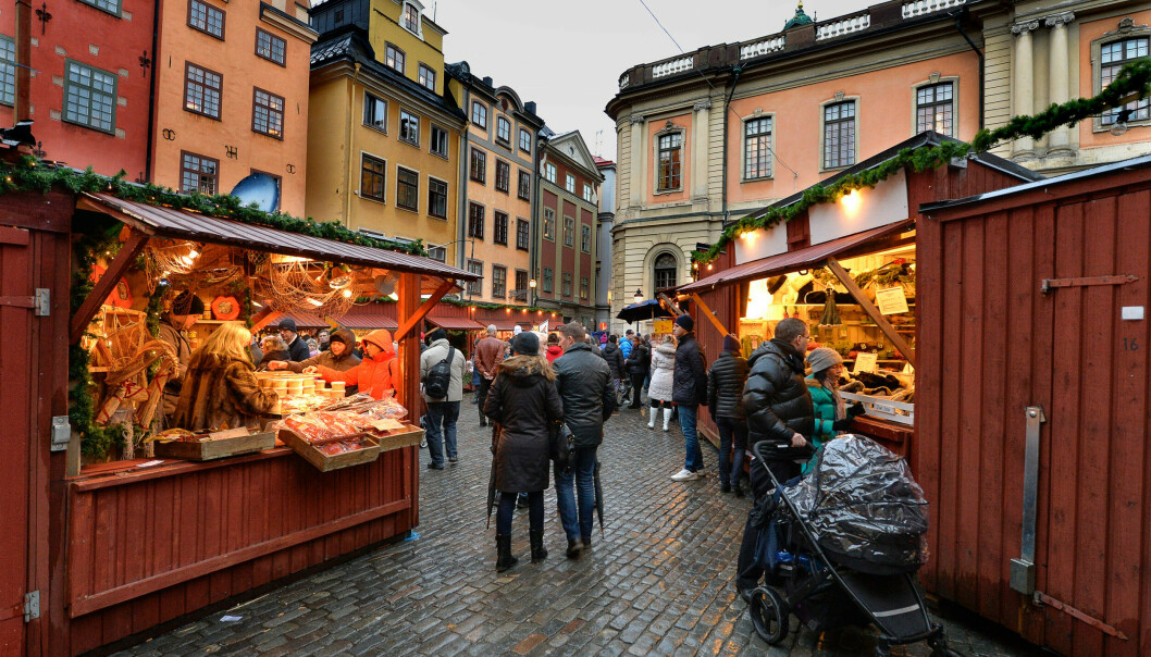 Julmarknad i gamla stan i Stockholm
