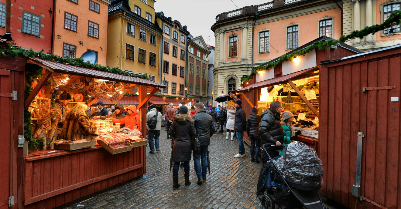 Julmarknad i gamla stan i Stockholm
