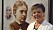 Kathinka Lindhe står bredvid en bild av sin farmors mor Lycka Sparre som blev lämnad av Sixten Sparre när han rymde med Elvira Madigan.