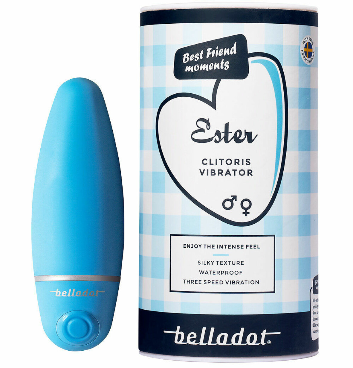 Blå klitorisvibrator.