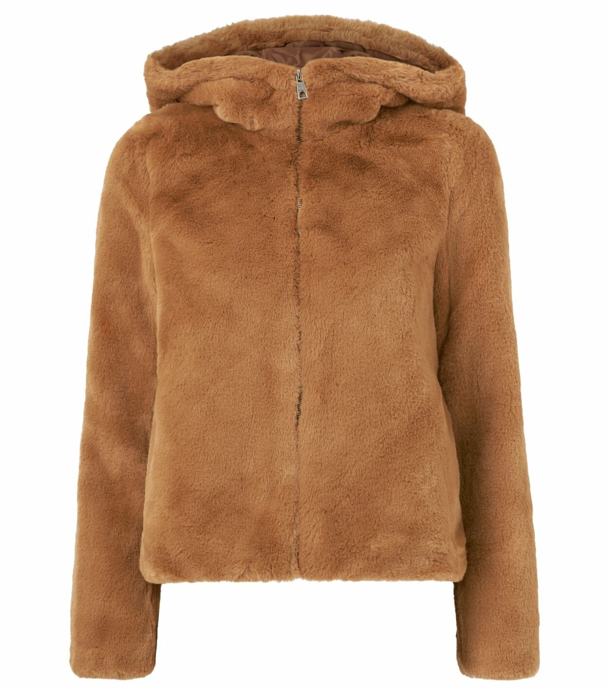 Kolabrun fuskpälsjacka med huva, från Vero Moda