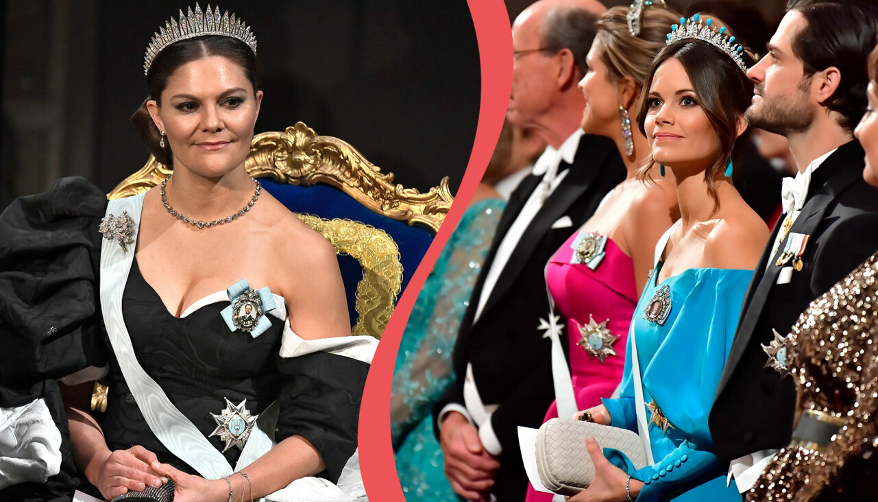 Kollage av prinsessorna på Nobelfesten 2019.