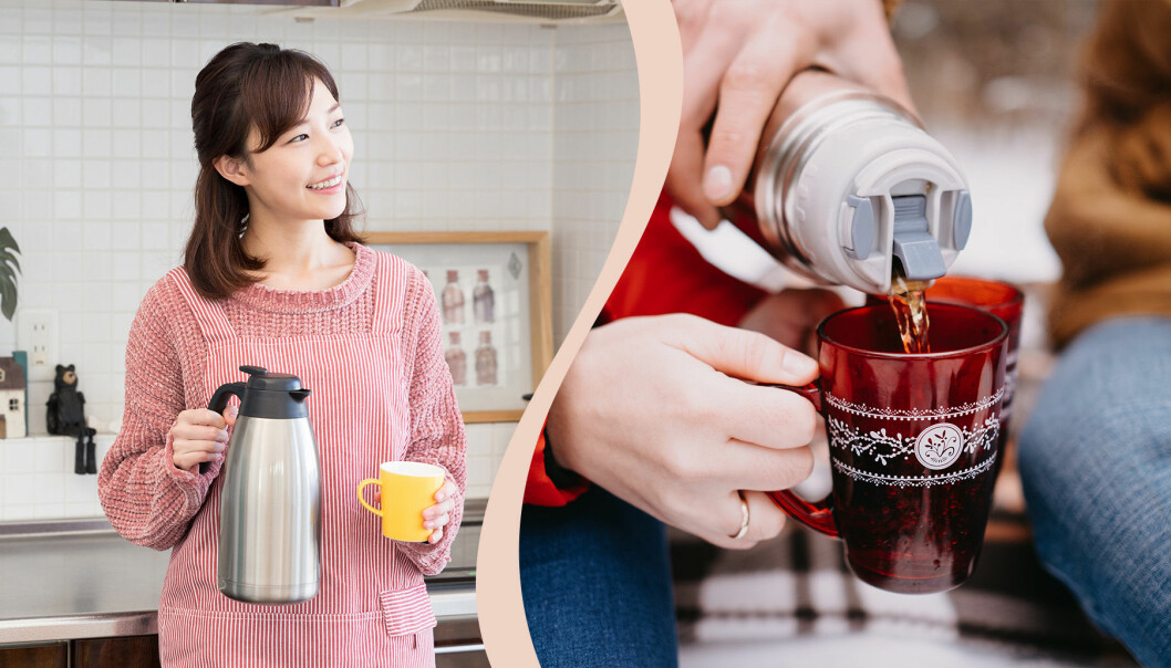 Kvinna med kaffekanna.