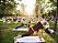 En grupp människor tränar yoga i en park