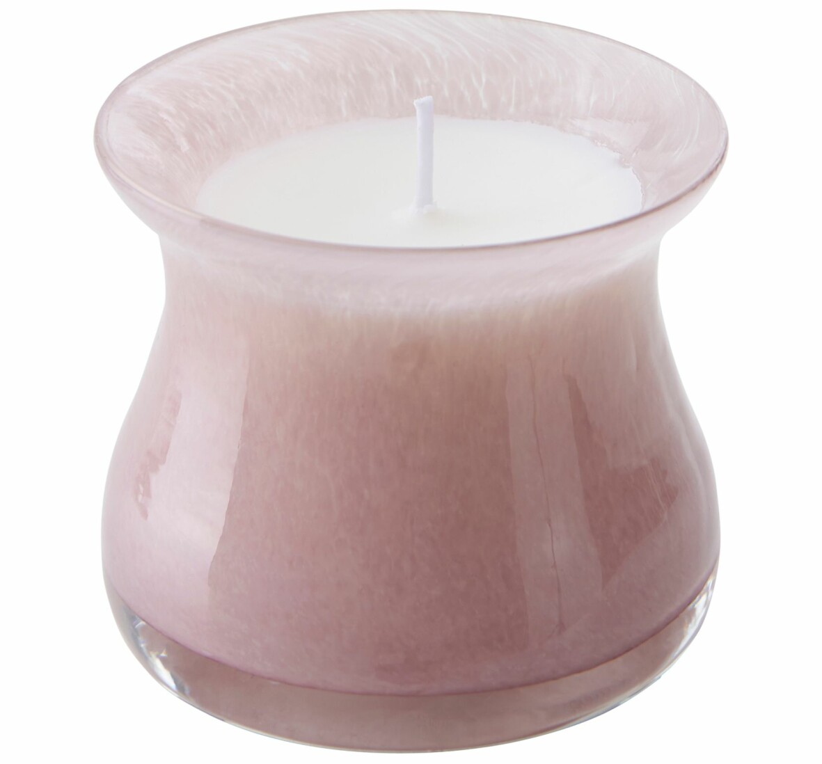 Ljus i rosa glaskopp.