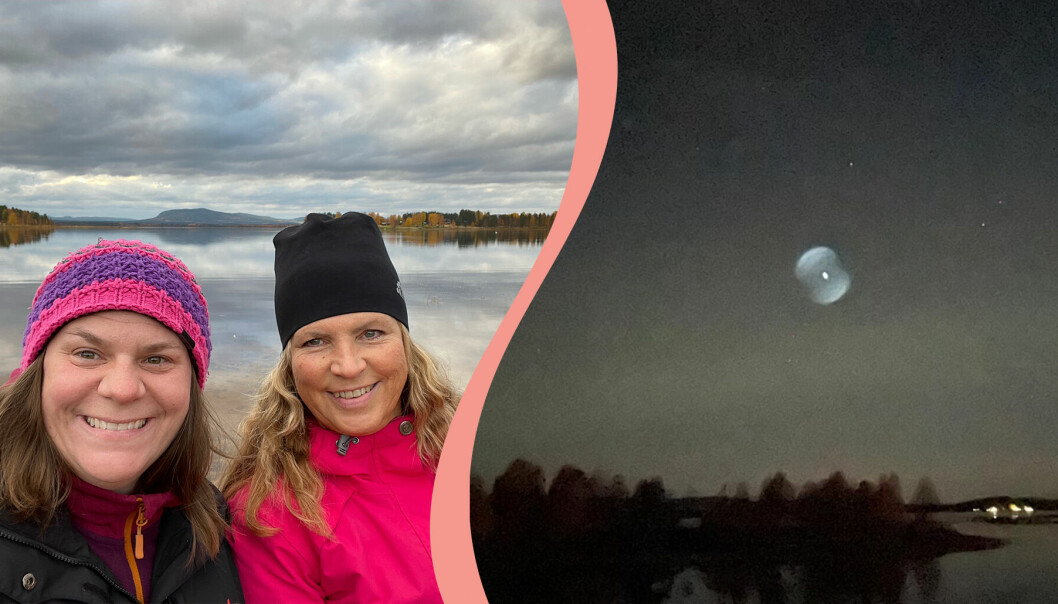 Jennie Roslund och Ulrika Johansson såg ett ljusfenomen på måndagskvällen.