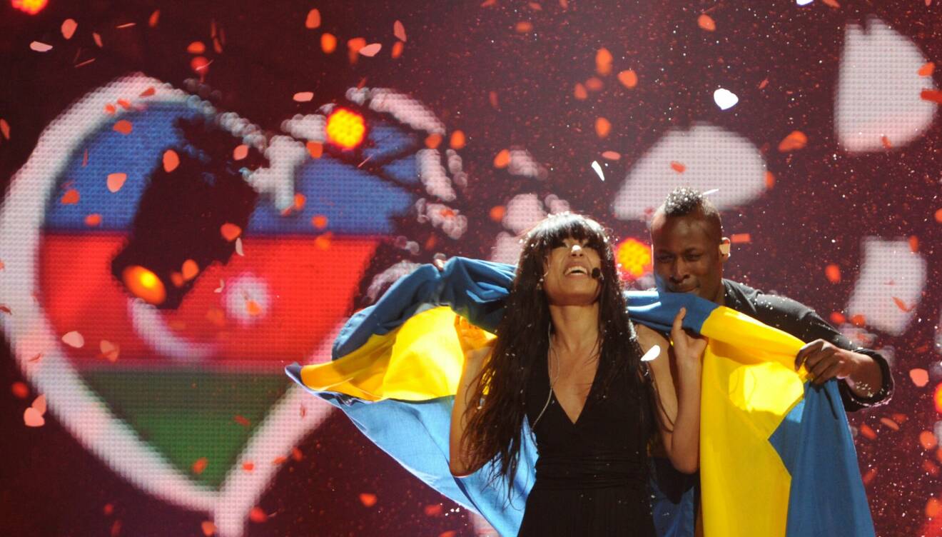 Loreen vid segern i Eurovision.
