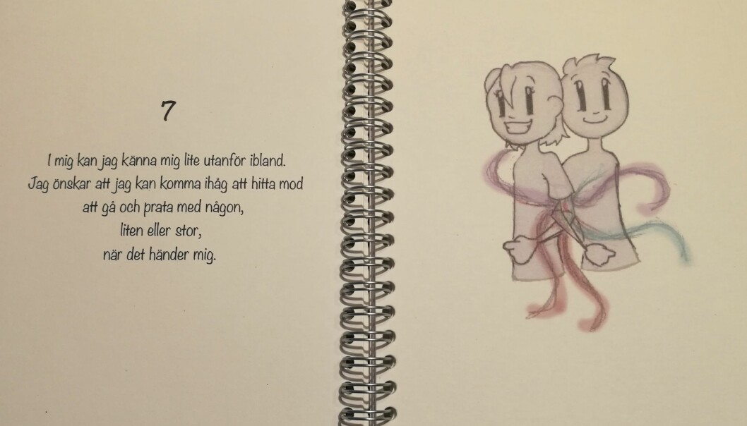 Bild på sidor ur en bok av Lotten och Loke Säfström.