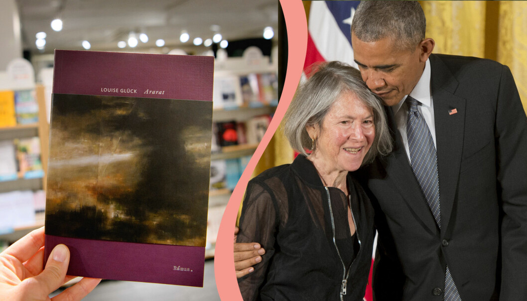 Louise Glück med Barack Obama och hennes bok