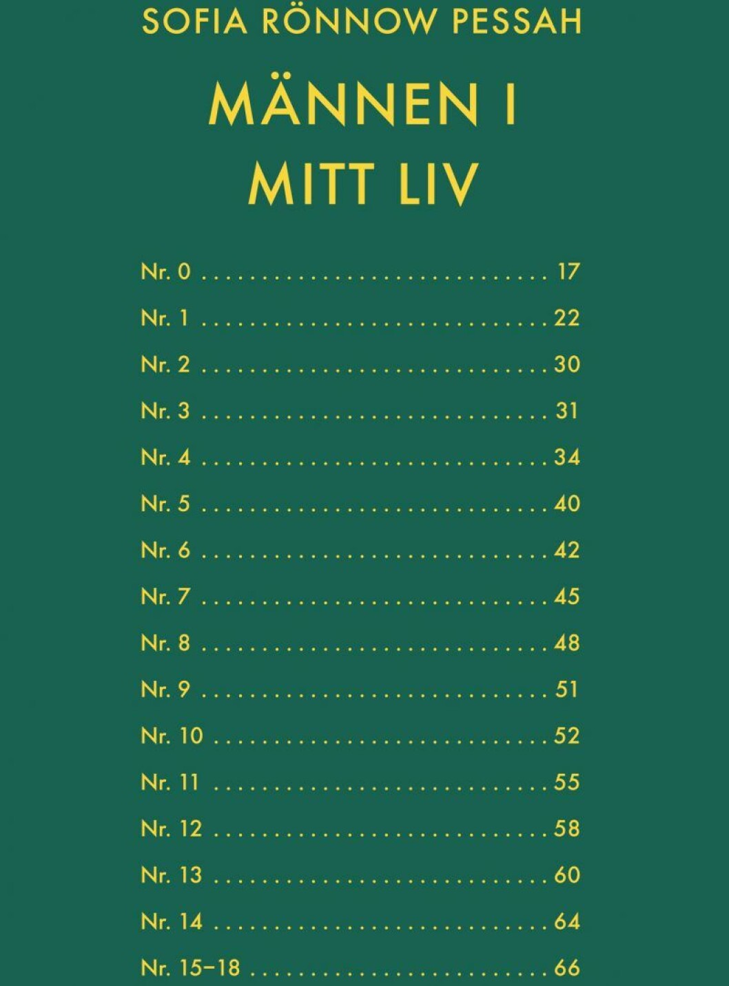 Bokomslag till Männen i mitt liv, lista över 16 män.