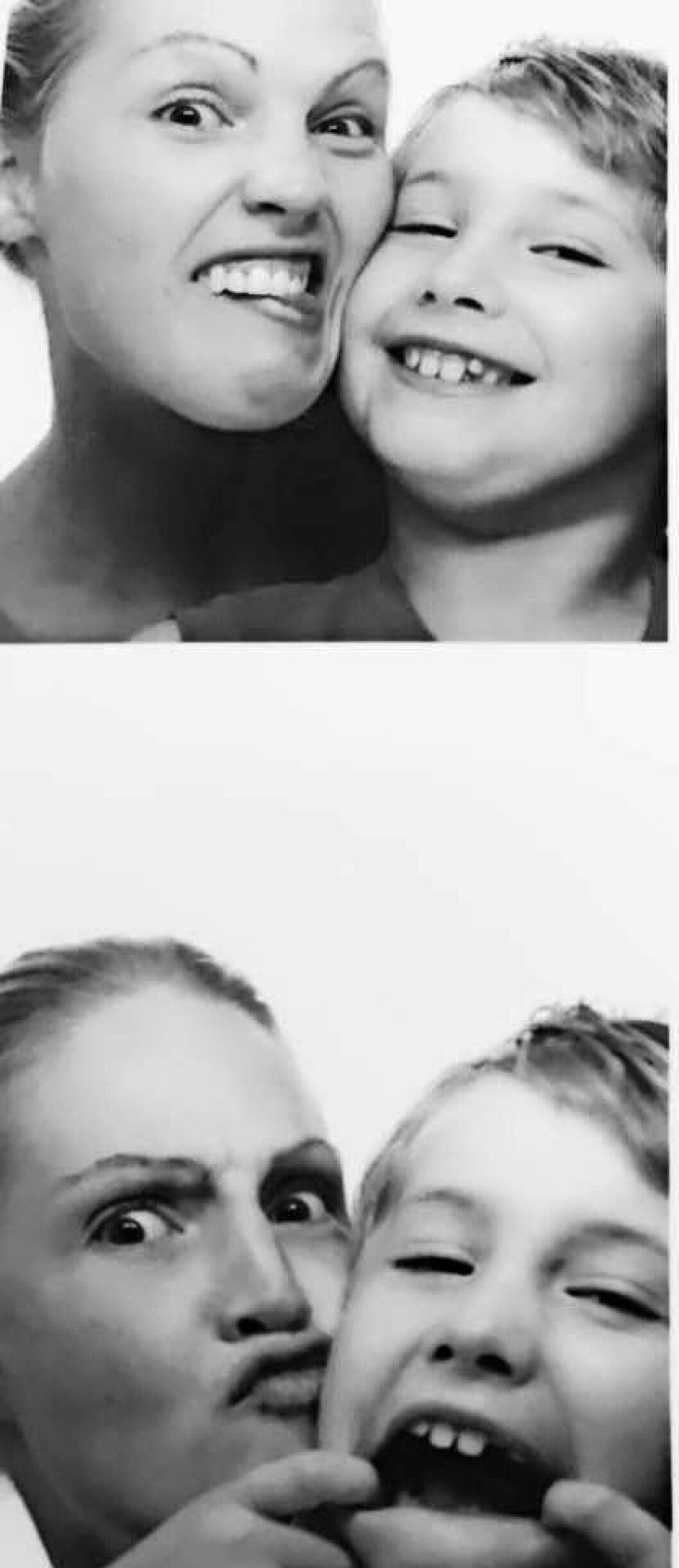 Mor och son var ett tajt och kärleksfullt team. Maja och Hampus gör roliga miner tillsammans