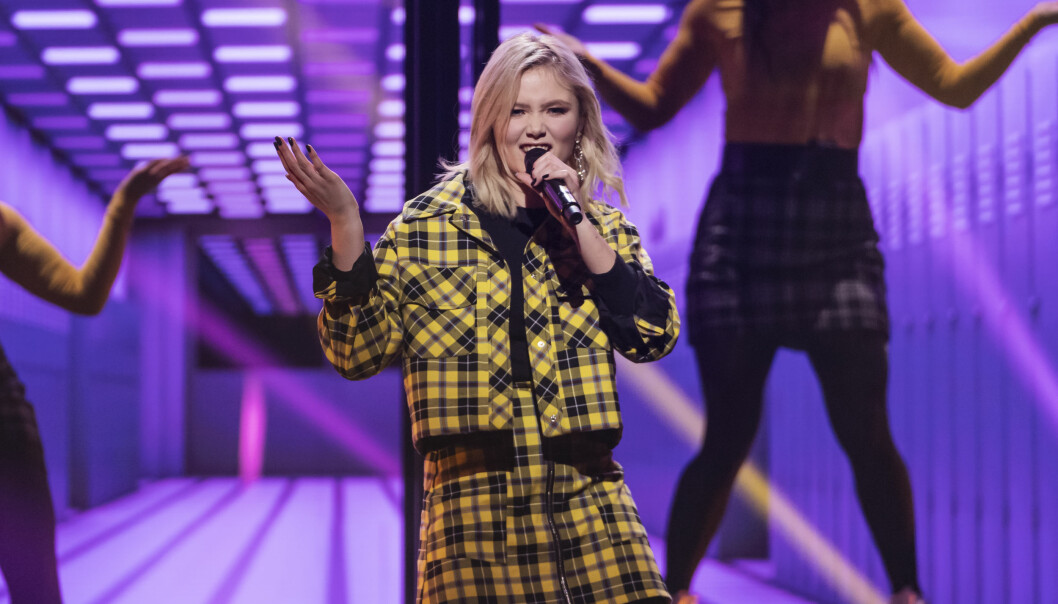 Malou Prytz i <i>Melodifestivalen</i> 2019. Foto: Stina Stjernkvist/SVT