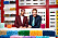 Mauri Hermundsson med domaren Magnus Göransson i Lego Masters Sverige. De omgivna av lådor med legobitar, sorterade i olika färger.