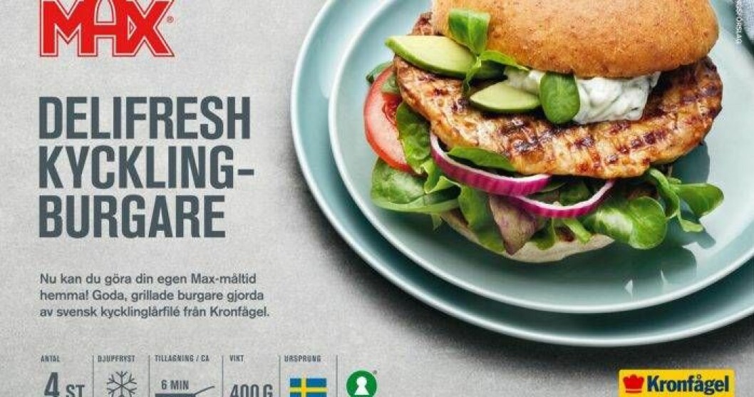 Kronfågel återkallar kycklingburgaren Max Delifresh. Foto: Kronfågel Kronfågel återkallar kycklingburgaren Max Delifresh.