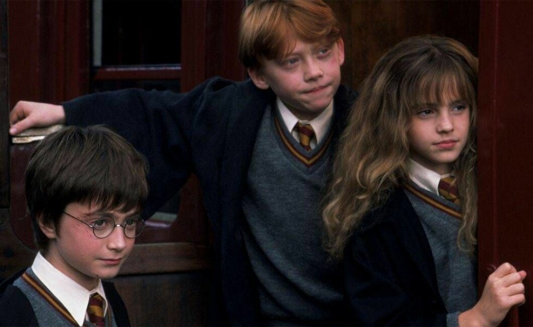 Daniel Radcliffe, Rupert Grint och Emma Watson spelar huvudrollerna i fimerna om Harry Potter. Foto: TT Skådespelarna Daniel Radcliffe, Rupert Grint och Emma Watson i Harry Potter-filmerna.