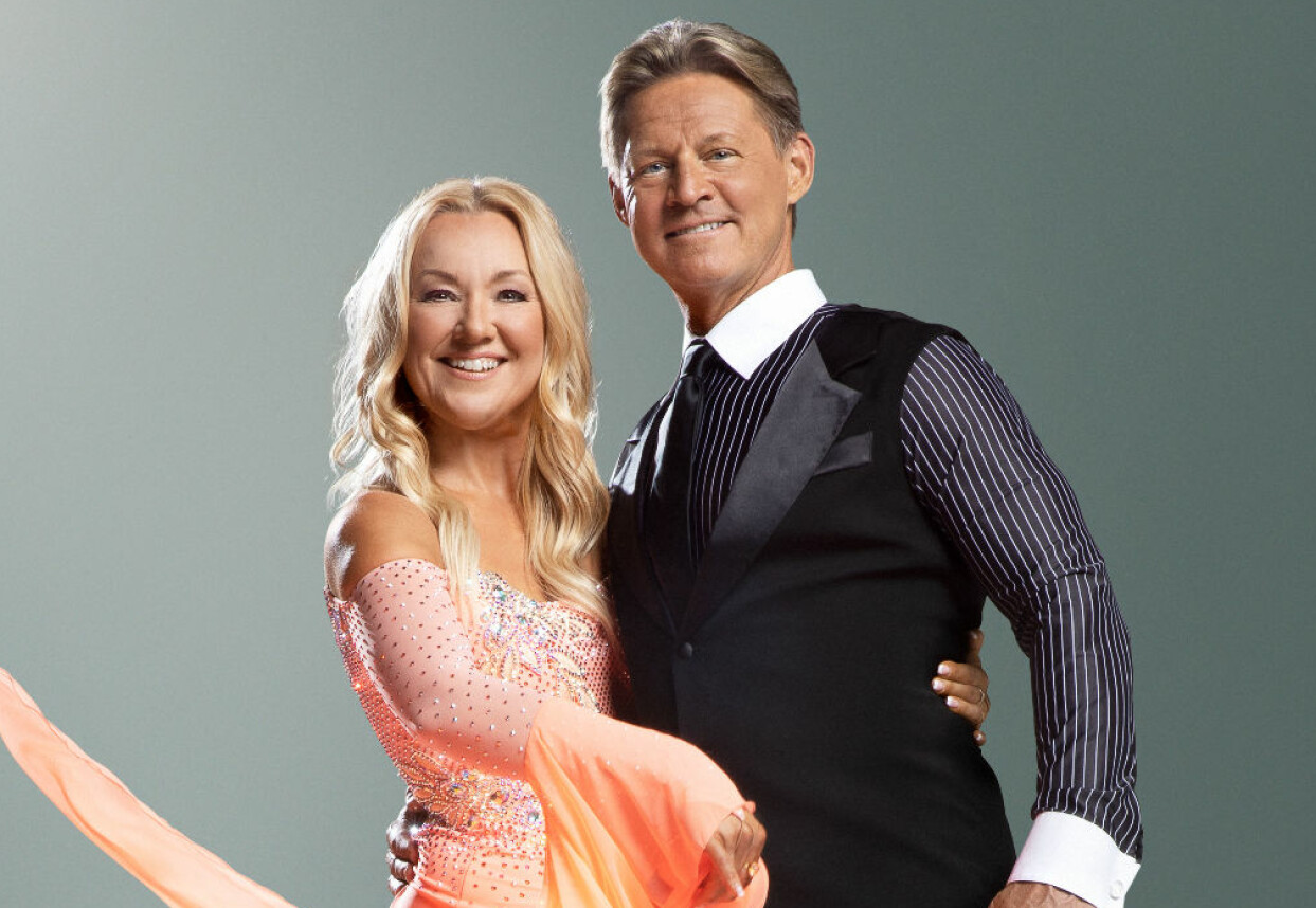 Mikael Sandström och Malin Watson. Foto: Magnus Ragnvid/TV4 Mikael Sandström och Malin Watson inför premiären av Let's dance 2020 i TV4.