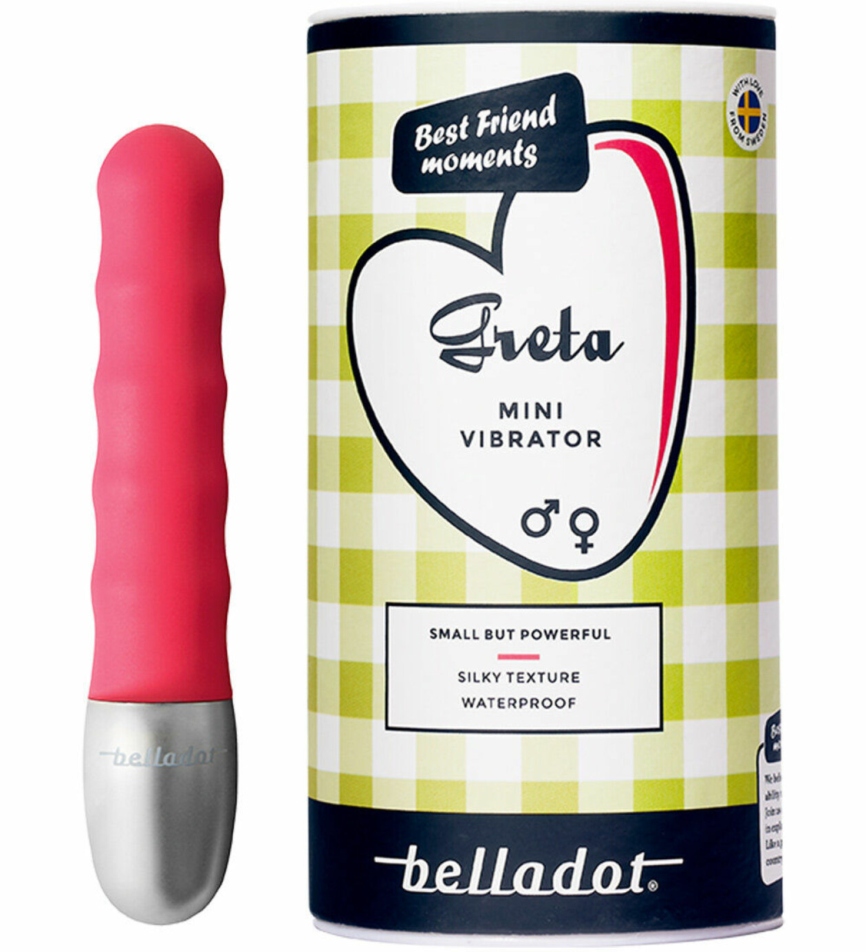 Röd minivibrator från Belladot.