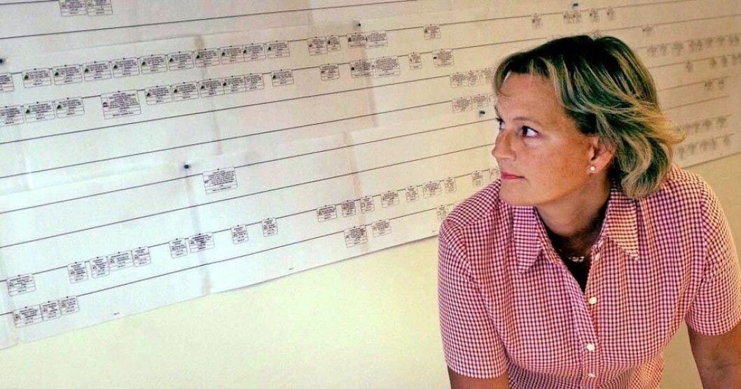 Kriminalinspektör Monica Olhed i arbete under utredningen 2004.