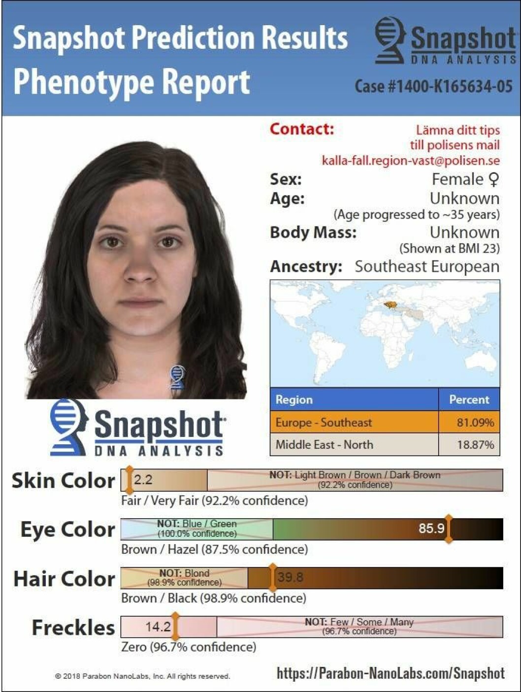 En fantombild som bygger på mördarens dna, har tagits fram i USA. Fantombild Marie Johanssons mördare