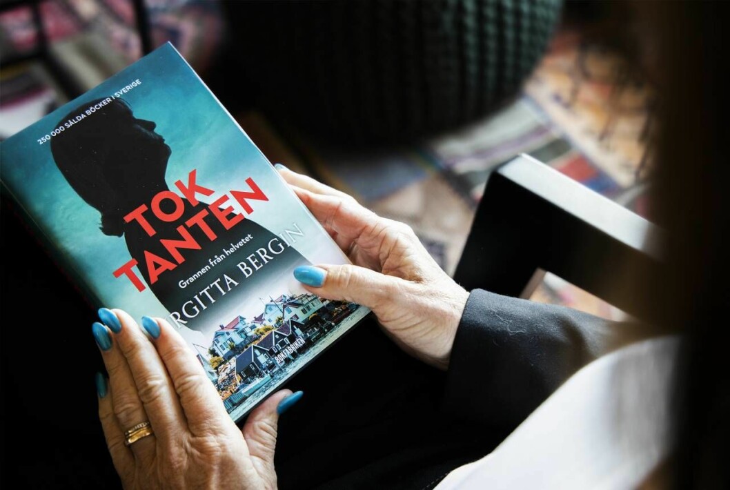 I den fiktiva boken <em>Toktanten</em> blandar Birgitta sina egna historier med fantasi. Foto: Elvira Lagerström Dyrssen Omslag till Toktanten