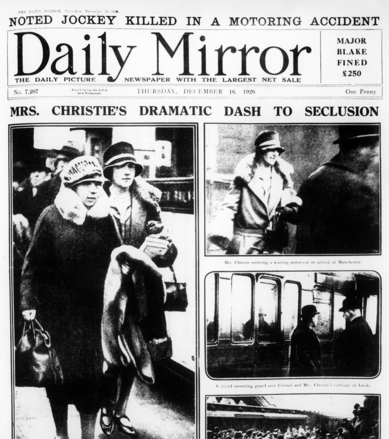 Omslaget till Daily Mirror som 1926 skrev om Christies försvinnande.
