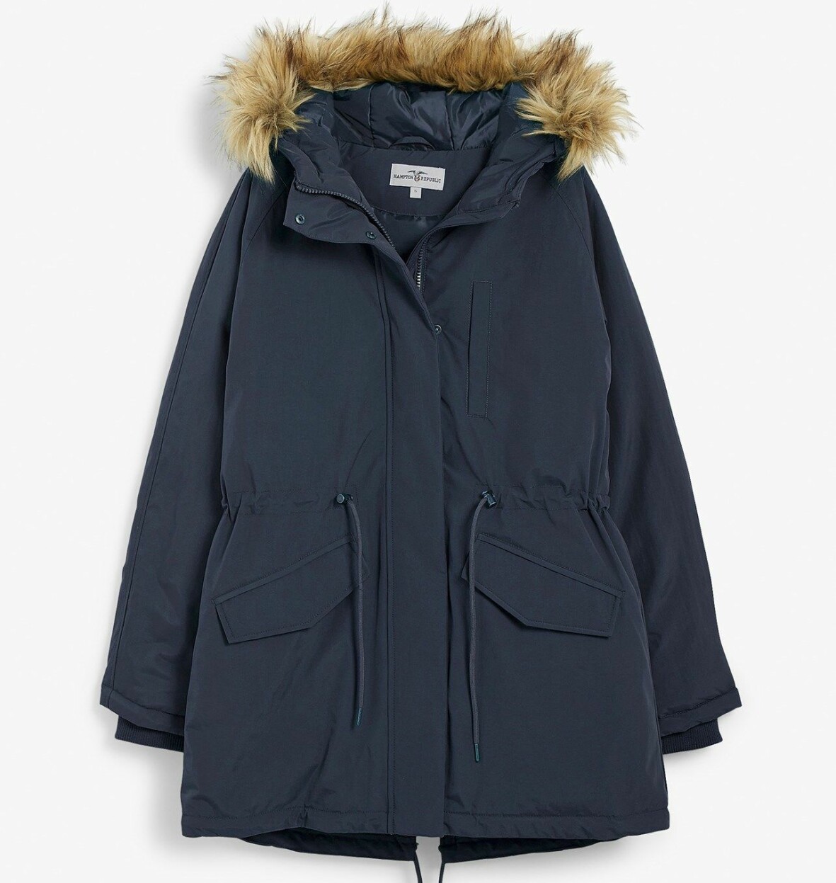 Parkas med fuskpälskrage.