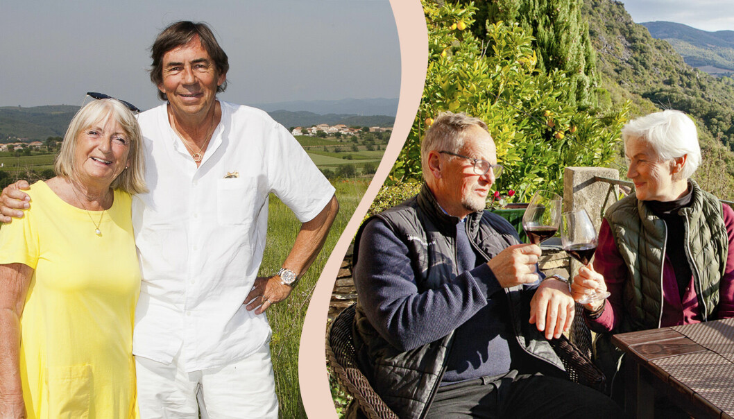 Maria och Kjell Hansby är pensionärer men driver en närbutik i Frankrike där de säljer vin och olivolja och makarna Lotta och Gunnar Thörn gick i tidig pension och förverkligade drömmen om att driva ett pensionat i Frankrike.