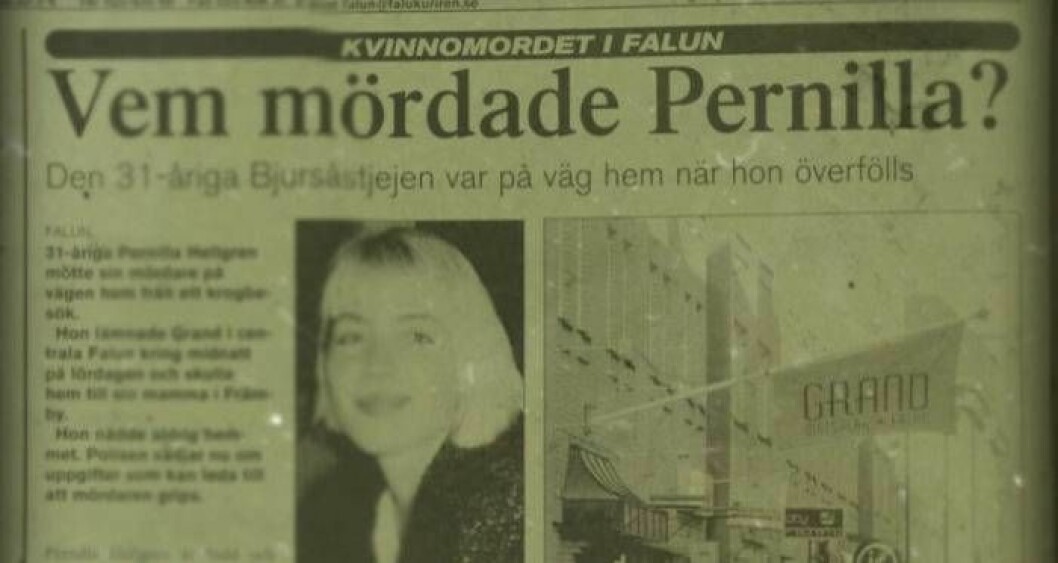 Tidningsartikel om mordet av Pernilla Hellgren.