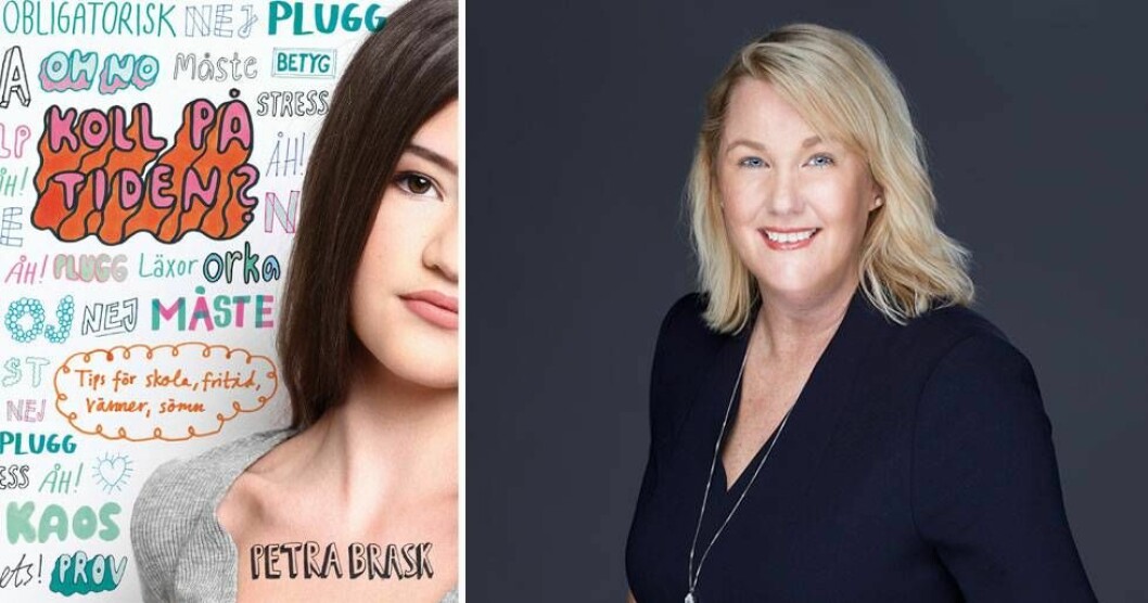 Petra Brask, effektivitetskonsult, föreläsare och författare har skrivit Koll på tiden? som gavs ut på Lava förlag i januari i år. Foto: Lava förlag, Peter Knutson Bokomslag på Koll på tiden? och porträtt av författaren Petra Brask.
