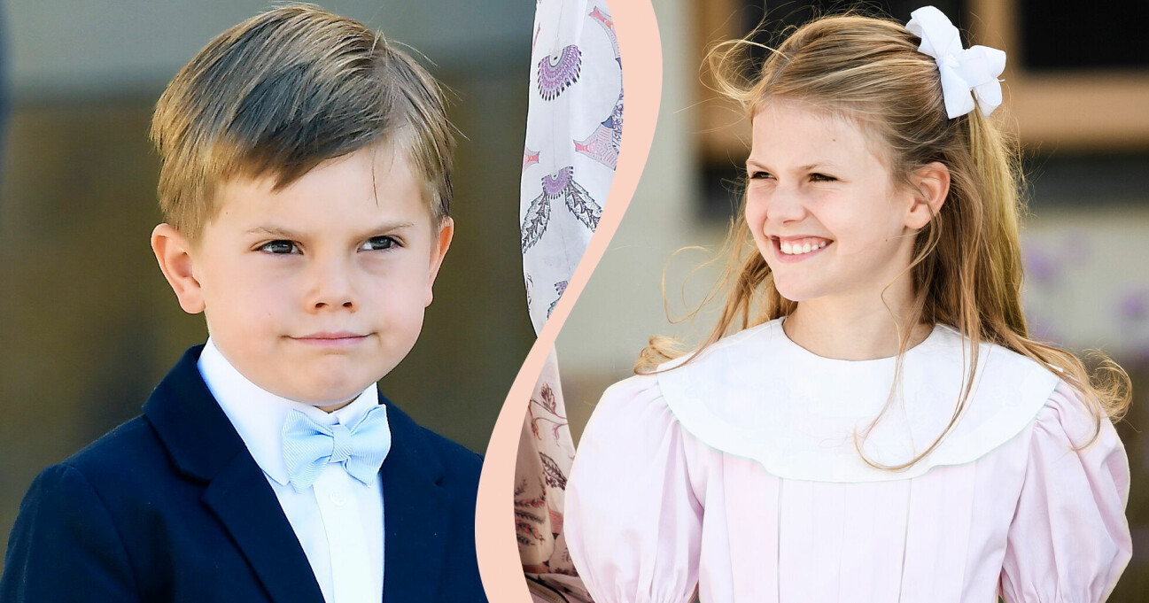 Prins Oscar och prinsessan Estelle finklädda vid Victoriadagen.