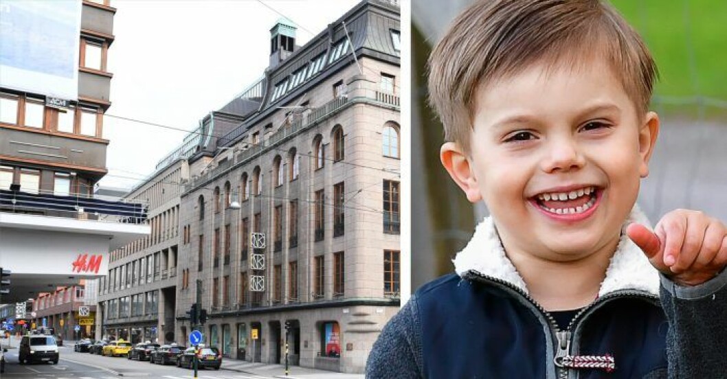 Det var här på Hamngatan i Stockholm som prins Oscar och prins Daniel dök upp i veckan. Prins Oscar och Hamngatan i Stockholm