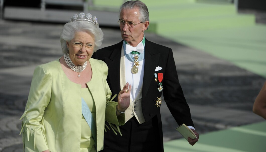 Prinsessan Christina tillsammans med maken Tord Magnuson på prinsessan Madeleines bröllop 2013.