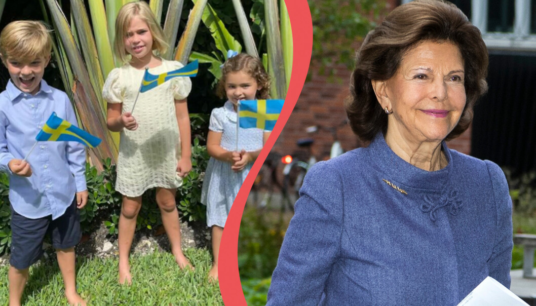 Prins Nicolas, prinsessan Leonore och Prinsessan Adrienne på Sveriges Nationaldag 2021. Drottning Silvia under ett besök på Karolinska 2020.