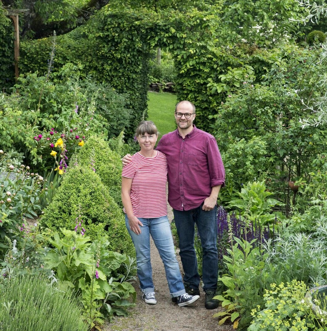 Vinnarna av Årets trädgård 2019 håller om varandra