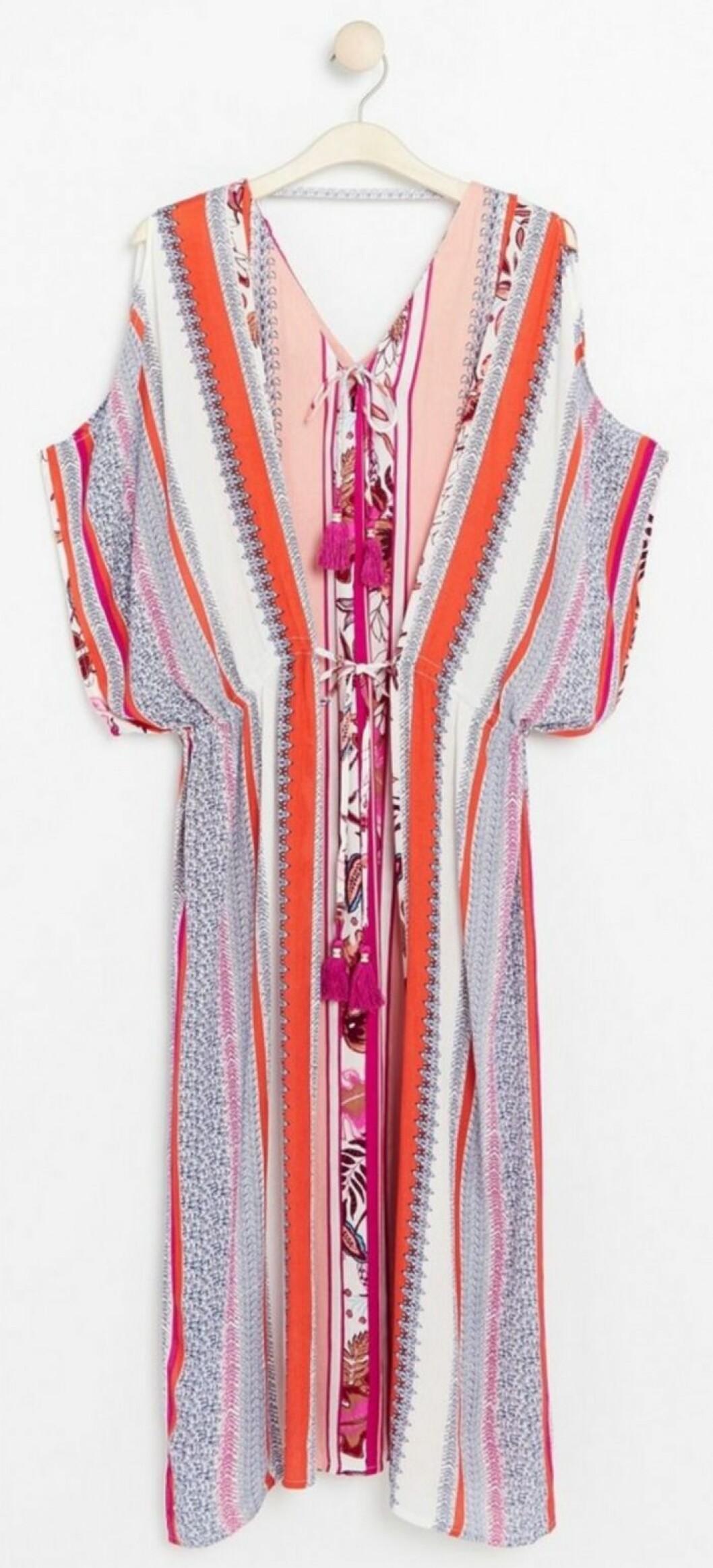 RandMönstrad kaftan med tofsar
