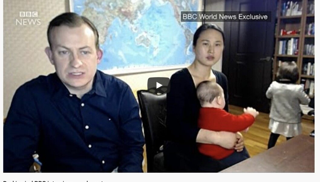 Intervjun med familjen Kelly gick, som det heter, rakt genom rutan. Robert Kelly, BBC-intervju