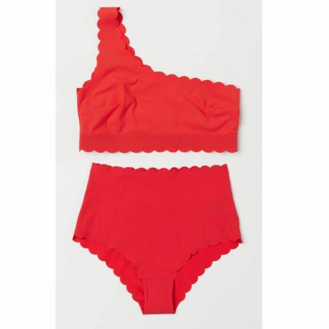 Röd one shoulder bikini