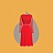 Röd klänning med spets och plisserad kjol