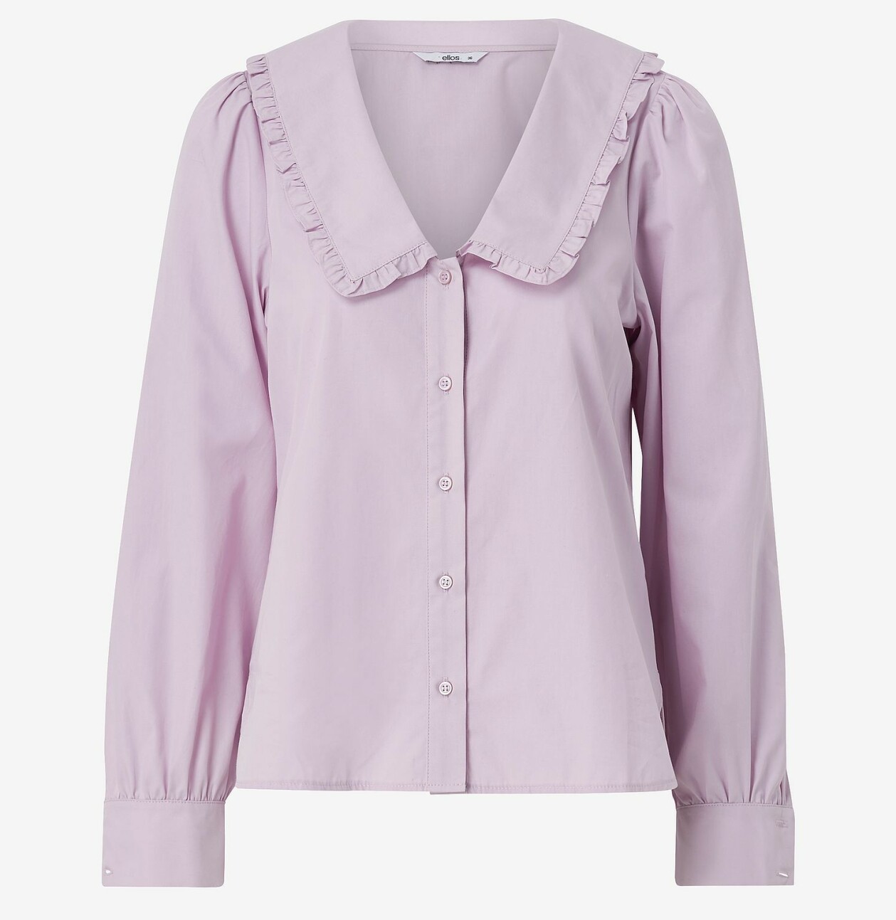 Lila blus med krage.