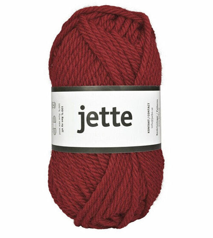 rött garn Jette i ull till stickor i storlek 7 från Järbo Garn