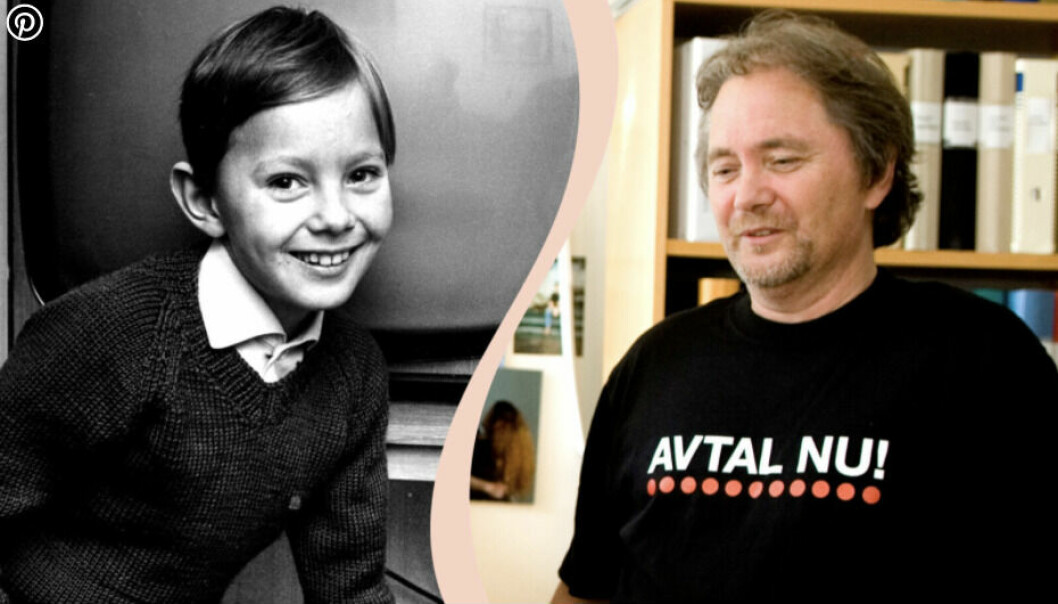 Till vänster, Stephen Lindholm som Pelle i Vi på Saltkråkan, till höger Stephen Lindholm som journalist.