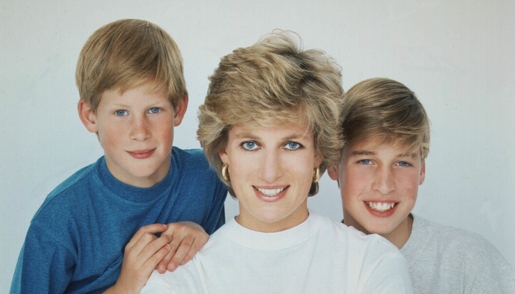 Harry, prinsessan Diana prins William 1995